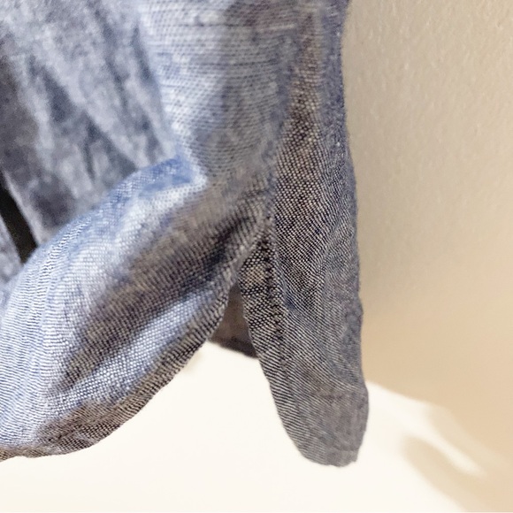 Banana Republic Factory Linen Blend Chambray Shirt Dress Pockets Rolled Cuffs 0P - Picture 9 of 11